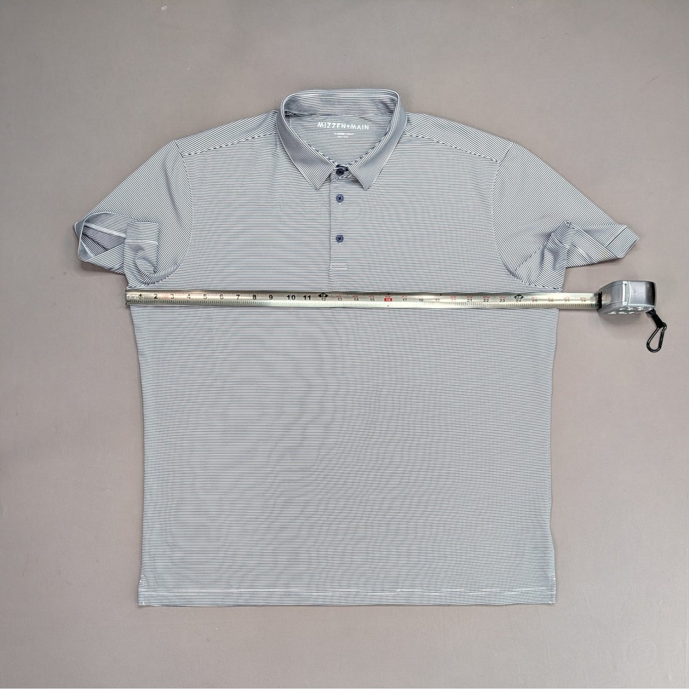Mizzen + Main XL Classic Fit Blue White Stripe Performance Polo Golf Stretch - Picture 11 of 11